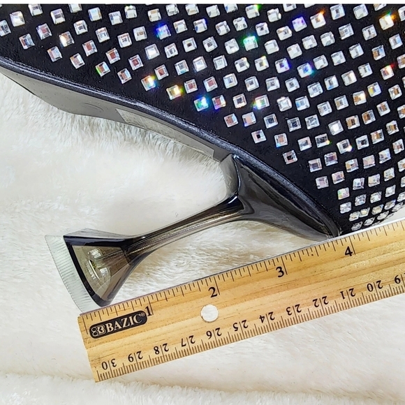 Black and Silver Rhinestone Knee-High Boots - Picture 8 of 9